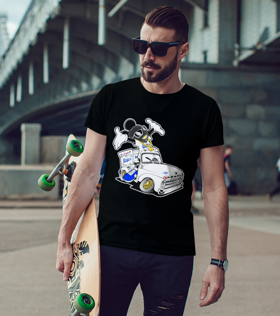 Los Angeles Dodgers Mickey Ice Cream Truck Sneaker Chain T-Shirt