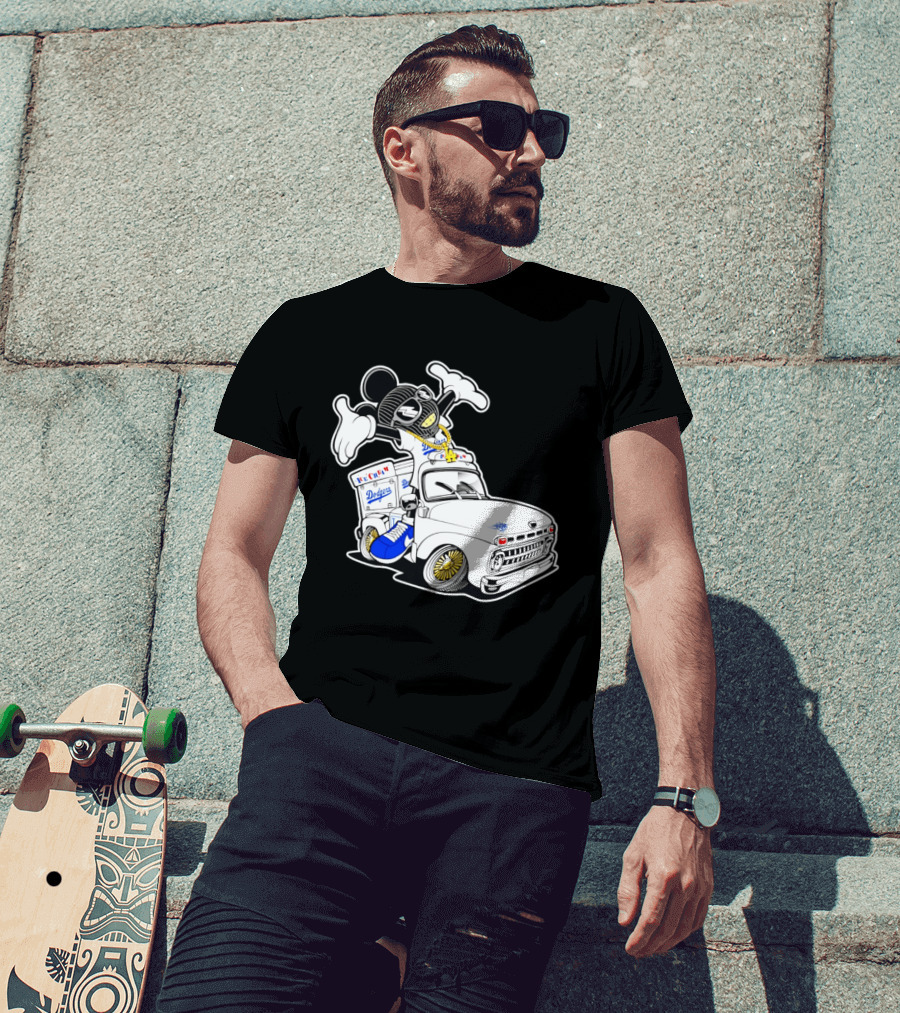 Los Angeles Dodgers Mickey Ice Cream Truck Sneaker Chain T-Shirt