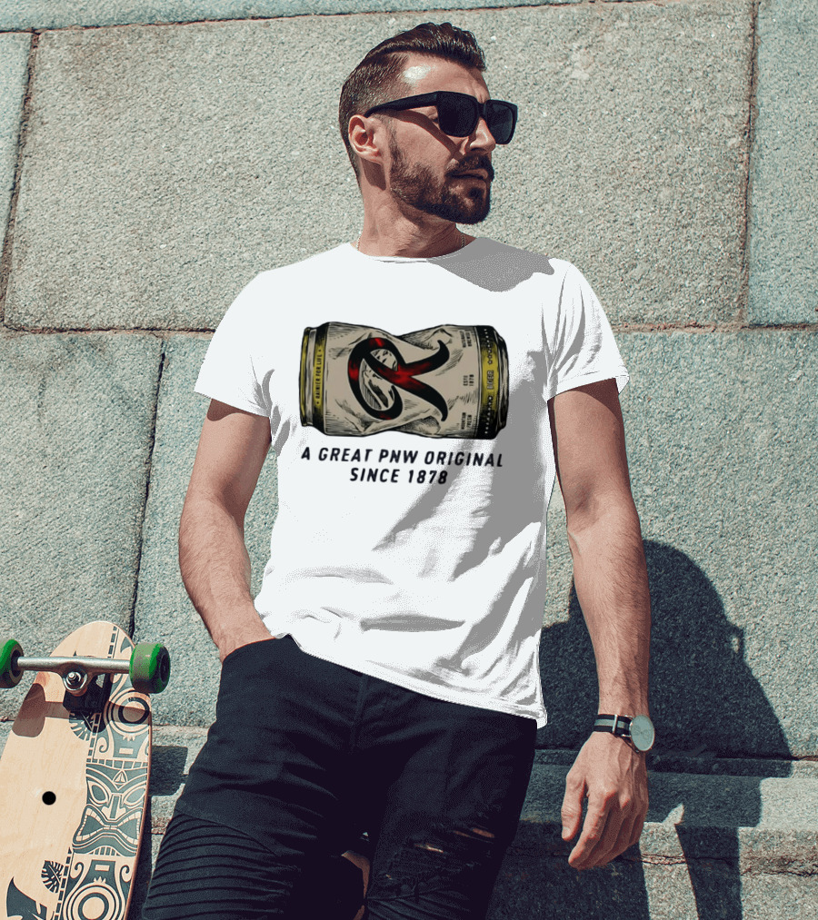 Rainier Beer Crushed Can A Great PNW Original Rainier For Life Since 1878 T-Shirt