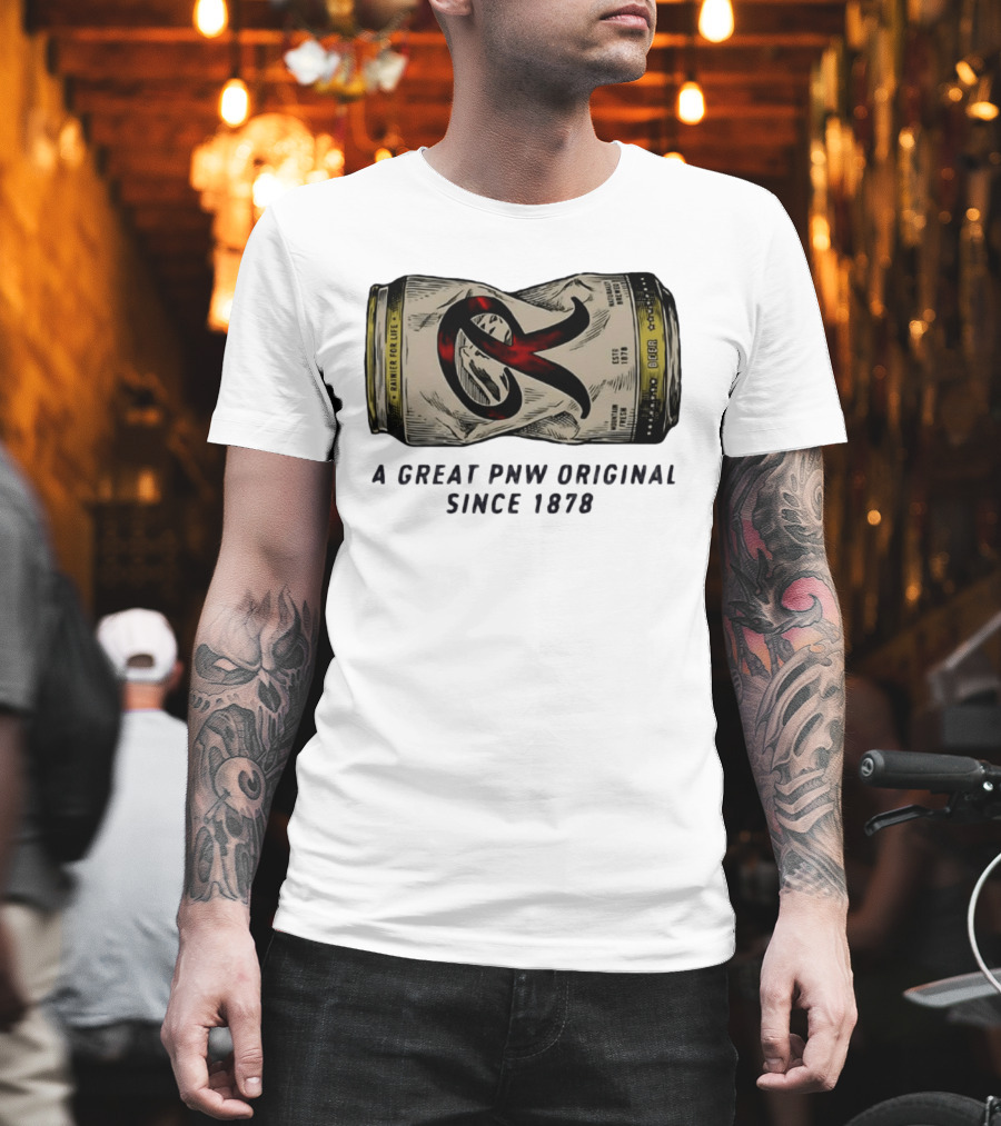 Rainier Beer Crushed Can A Great PNW Original Rainier For Life Since 1878 T-Shirt