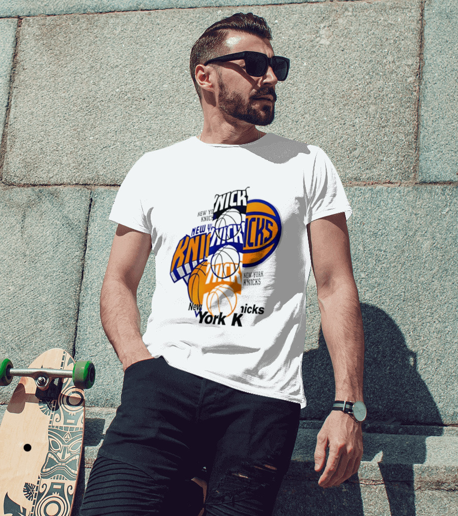 New York Knicks Basketball Collage Fragmented T-Shirt