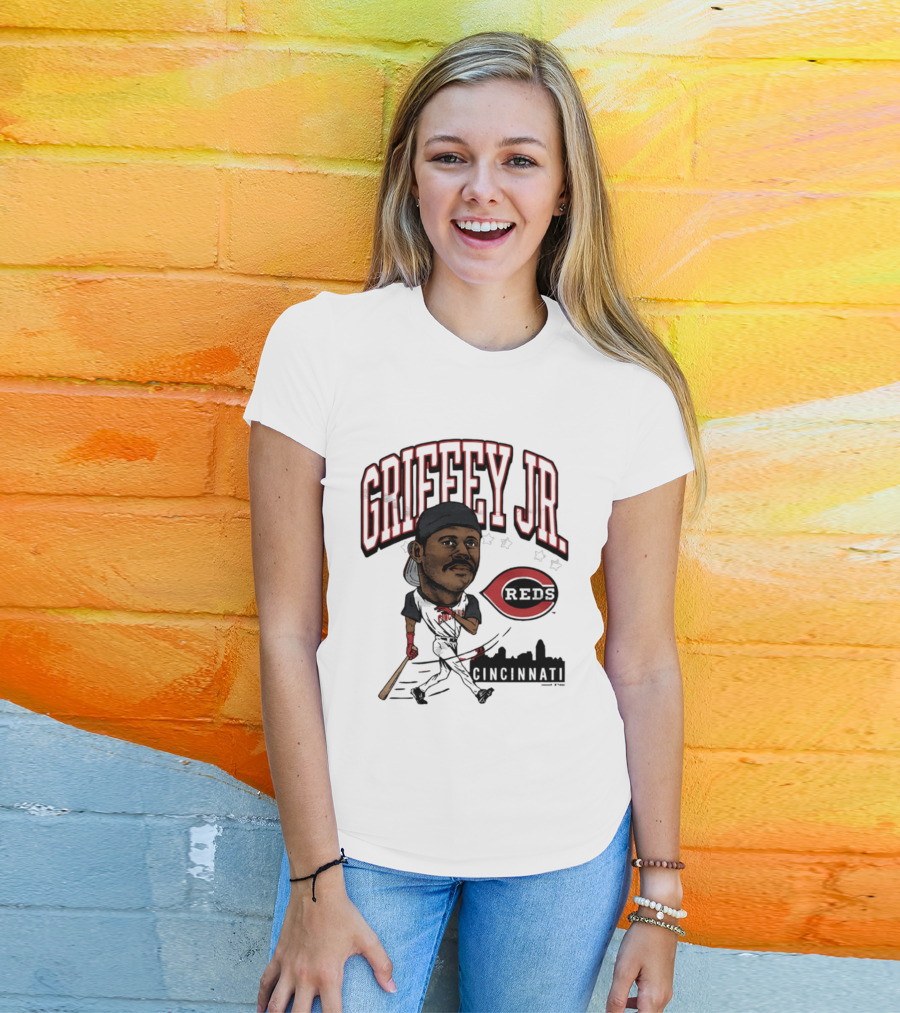 Cincinnati Reds Griffey Jr Caricature Tri Blend T-Shirt