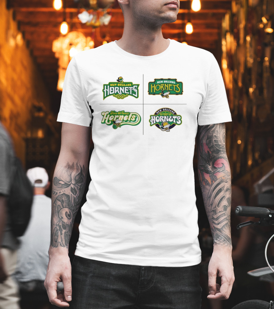 New Orleans Hornets Logo Collection Vintage NBA Team Merchandise T-Shirt