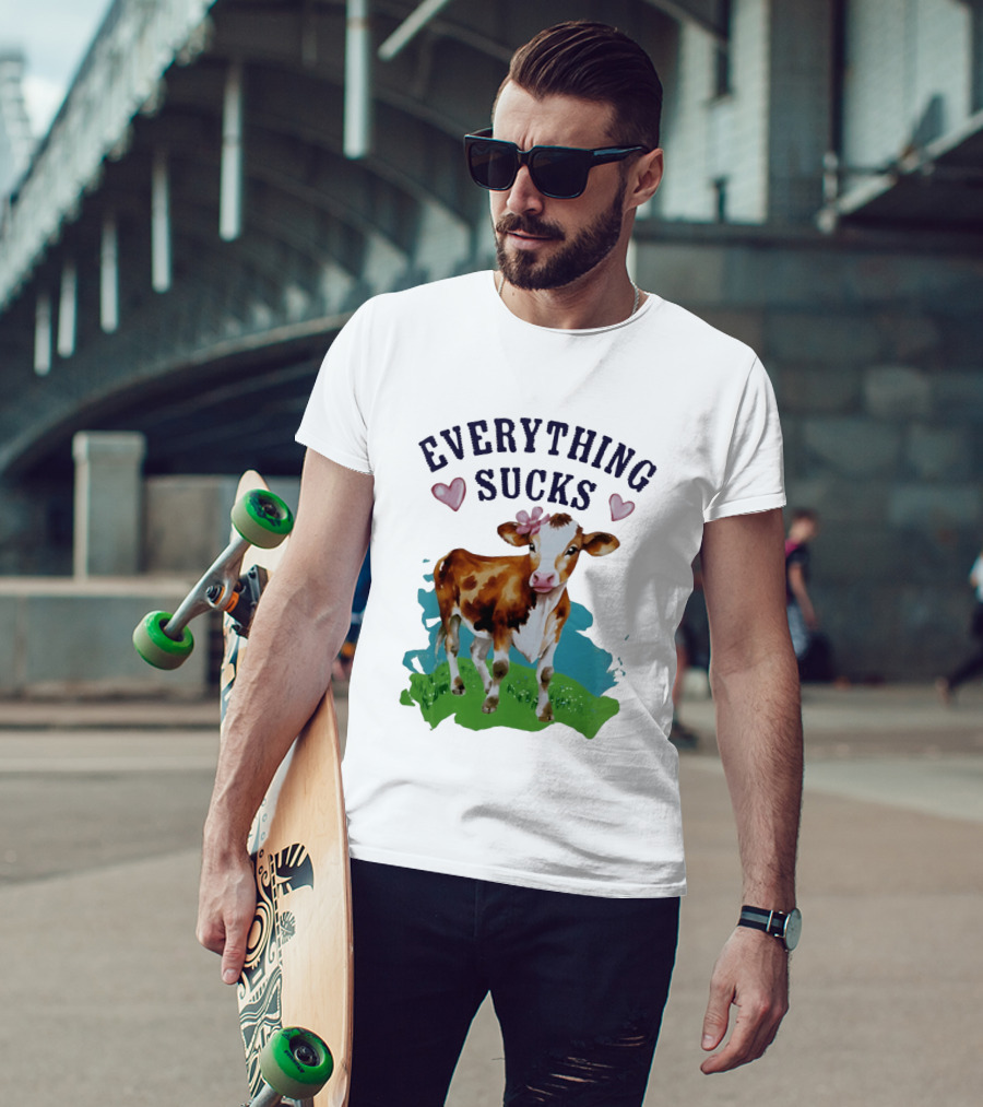 Everything Sucks Cow With Hearts T-Shirt