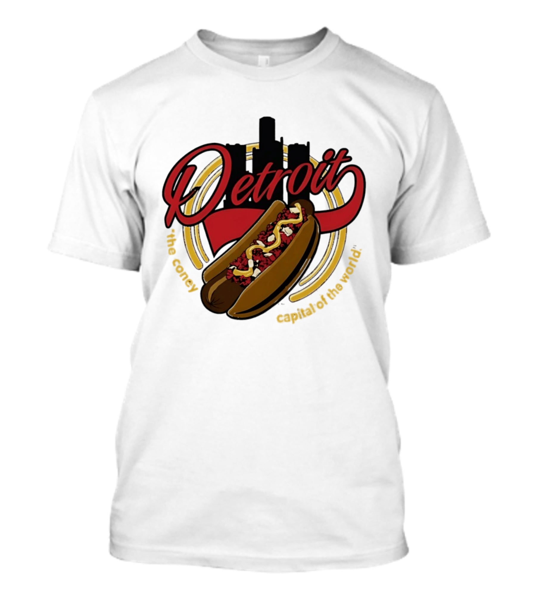 Detroit The Coney Capital Of The World Hot Dog Skyline T-Shirt