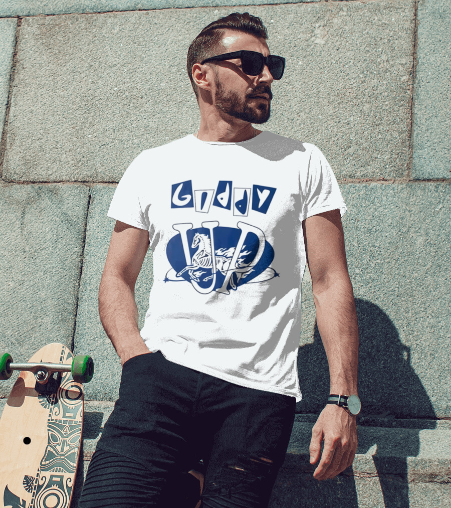 Giddy Up Horse Skeleton Vivid Lettering T-Shirt
