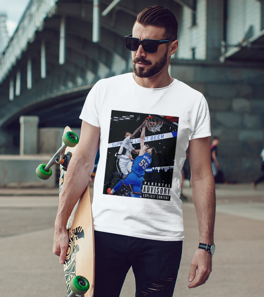 Parental Advisory Explicit Content Dunk Contest New York Knicks Mitchell Robinson Basketball Photo T-Shirt