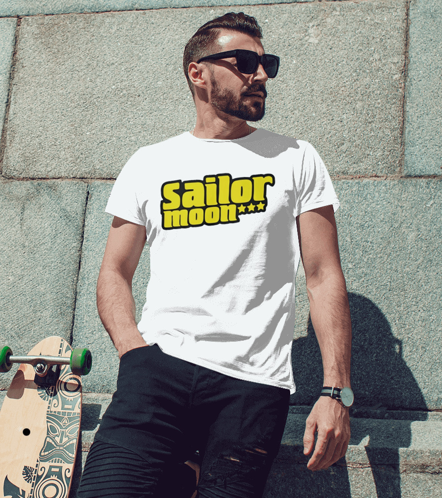 Sailor Moon Yellow Text With Stars T-Shirt