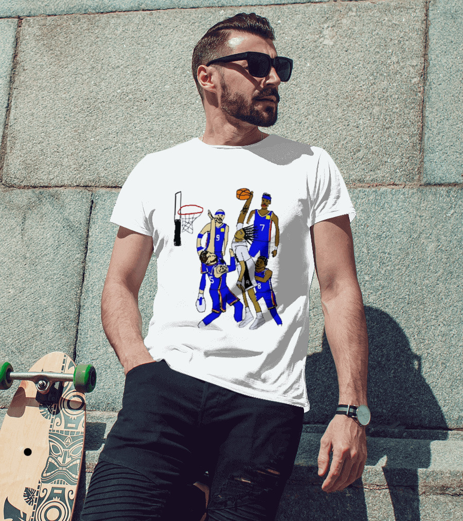 Stephon Castle Dunk Basketball Blue Team Number 4 Drawing T-Shirt