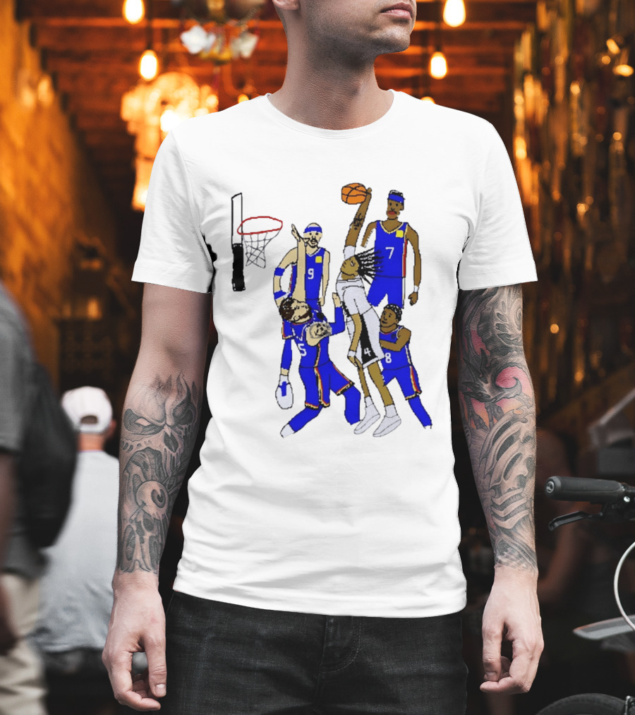 Stephon Castle Dunk Basketball Blue Team Number 4 Drawing T-Shirt