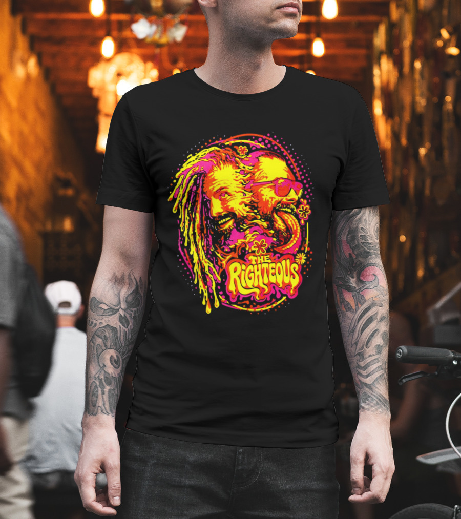 TNA Wrestling The Righteous Psychedelic Tie Dye Art With Sunglasses And Flowers T-Shirt