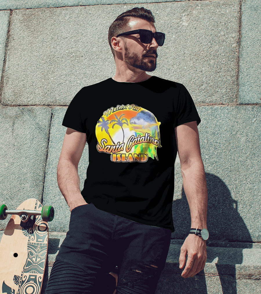 Meltin Pot Santa Catalina Island Palm Trees Ocean Sunrise T-Shirt