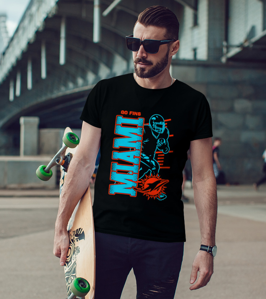Miami Dolphins Go Fins Football Player T-Shirt
