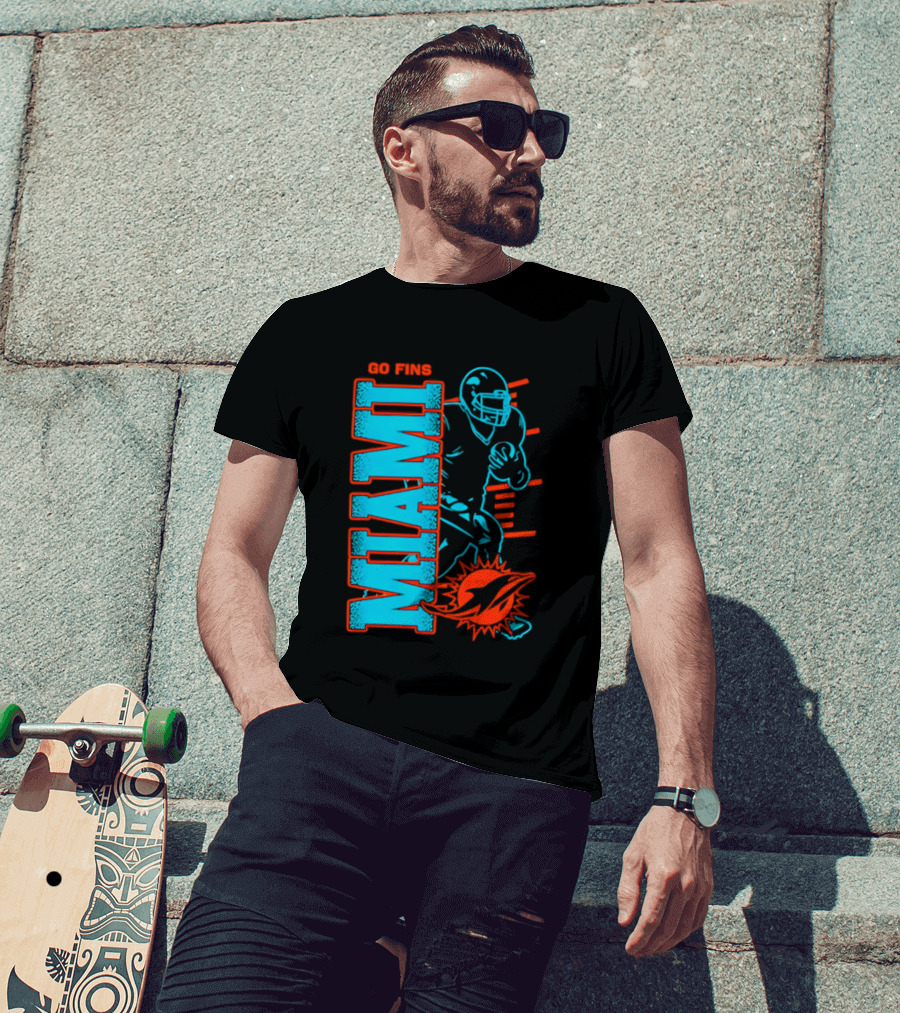 Miami Dolphins Go Fins Football Player T-Shirt