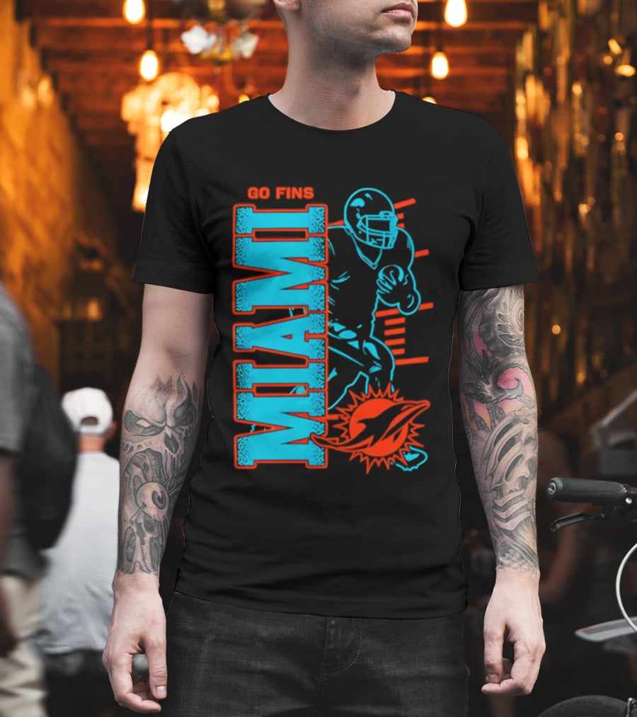 Miami Dolphins Go Fins Football Player T-Shirt
