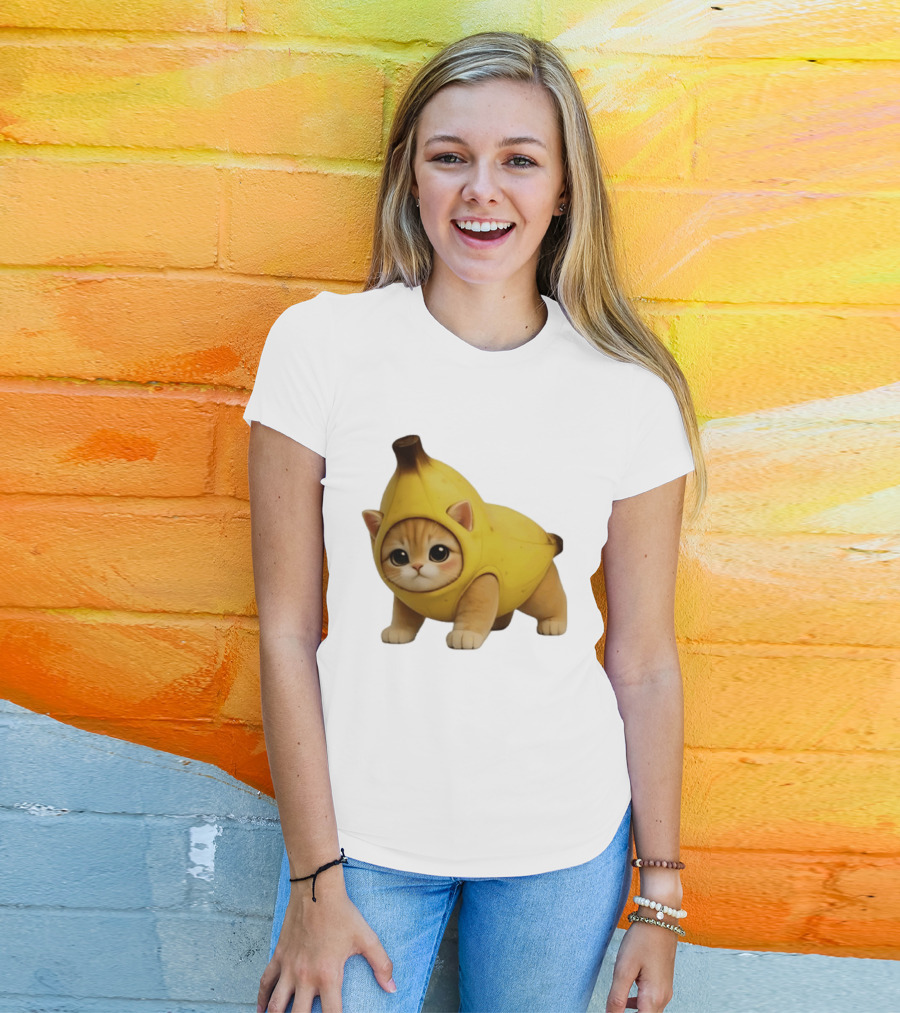 Banana Kitty Cute Cat In Fruit Costume T-Shirt