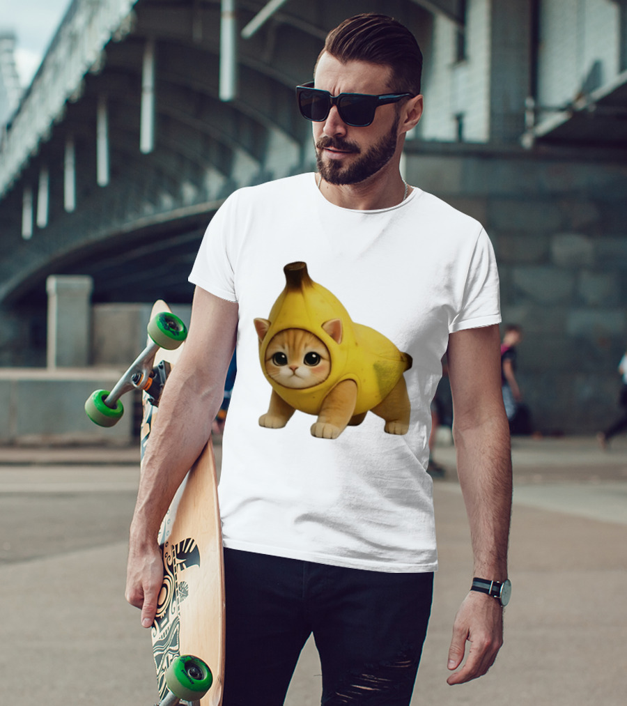 Banana Kitty Cute Cat In Fruit Costume T-Shirt
