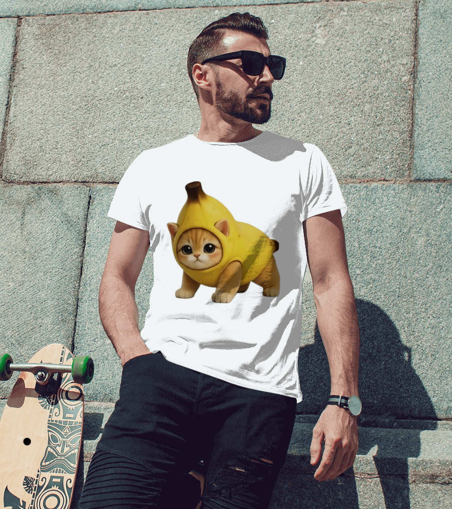 Banana Kitty Cute Cat In Fruit Costume T-Shirt