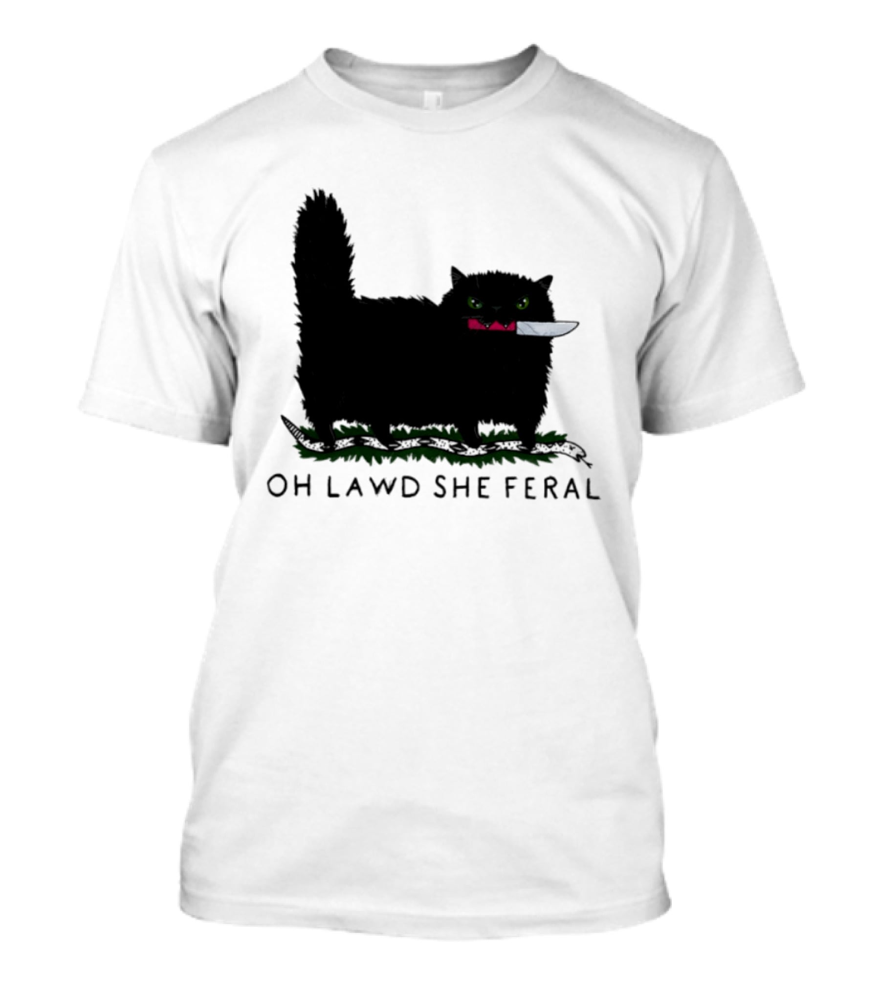 Oh Lawd She Feral Cat Knife Snake T-Shirt