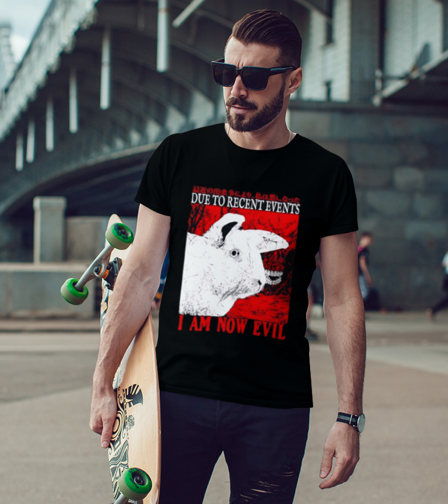 Rabbit Due To Recent Events I Am Now Evil Creepy Red T-Shirt