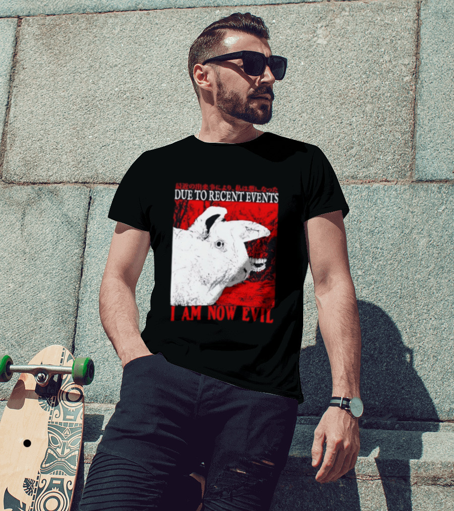 Rabbit Due To Recent Events I Am Now Evil Creepy Red T-Shirt