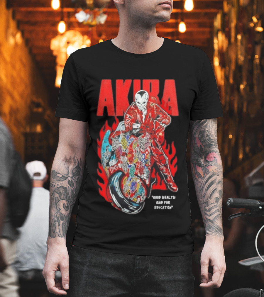 Akira Good For Health Bad For Education Iconic Motorcycle T-Shirt