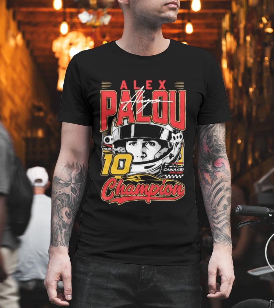 Alex Palou Autograph 10 Champion Racing Helmets T-Shirt