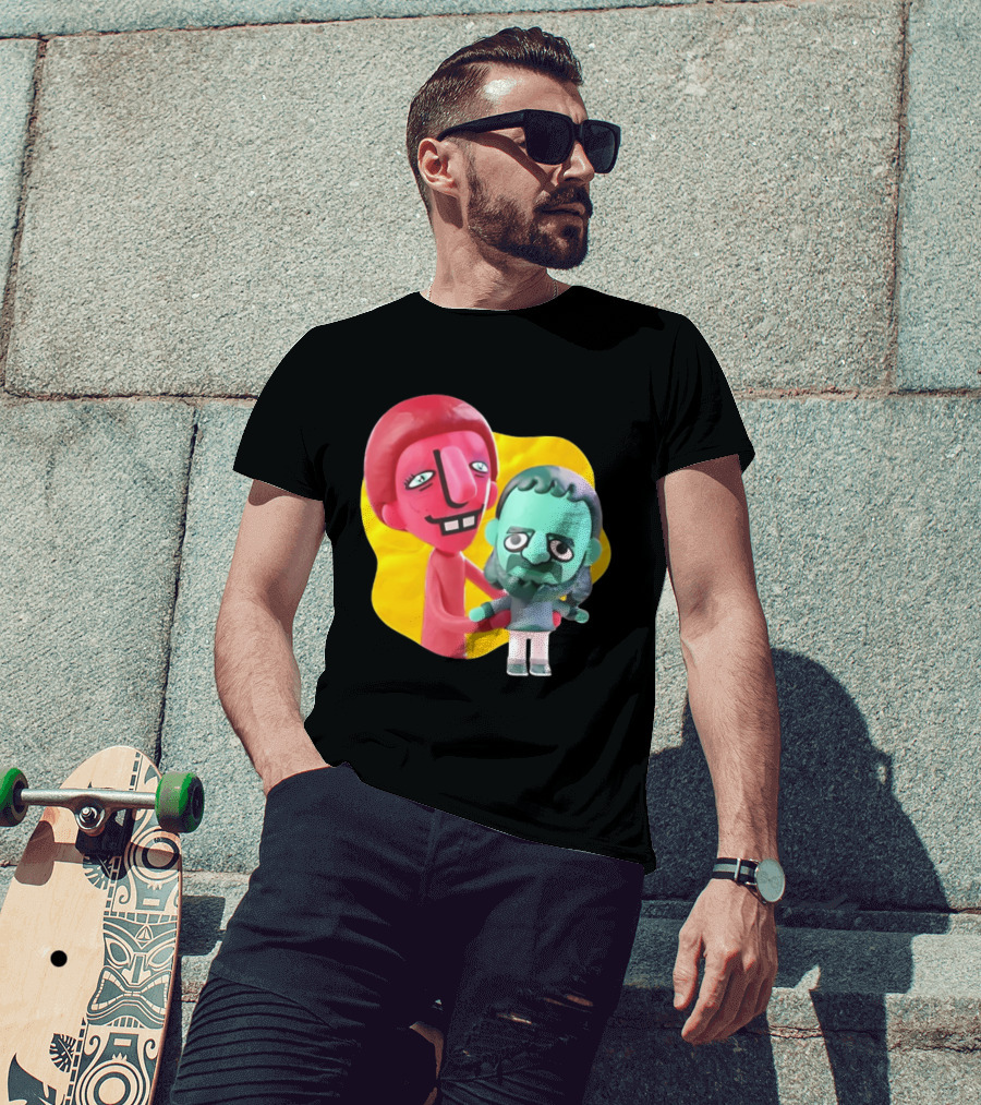 The Best Buds Colorful Character Figures Hugging Playful T-Shirt