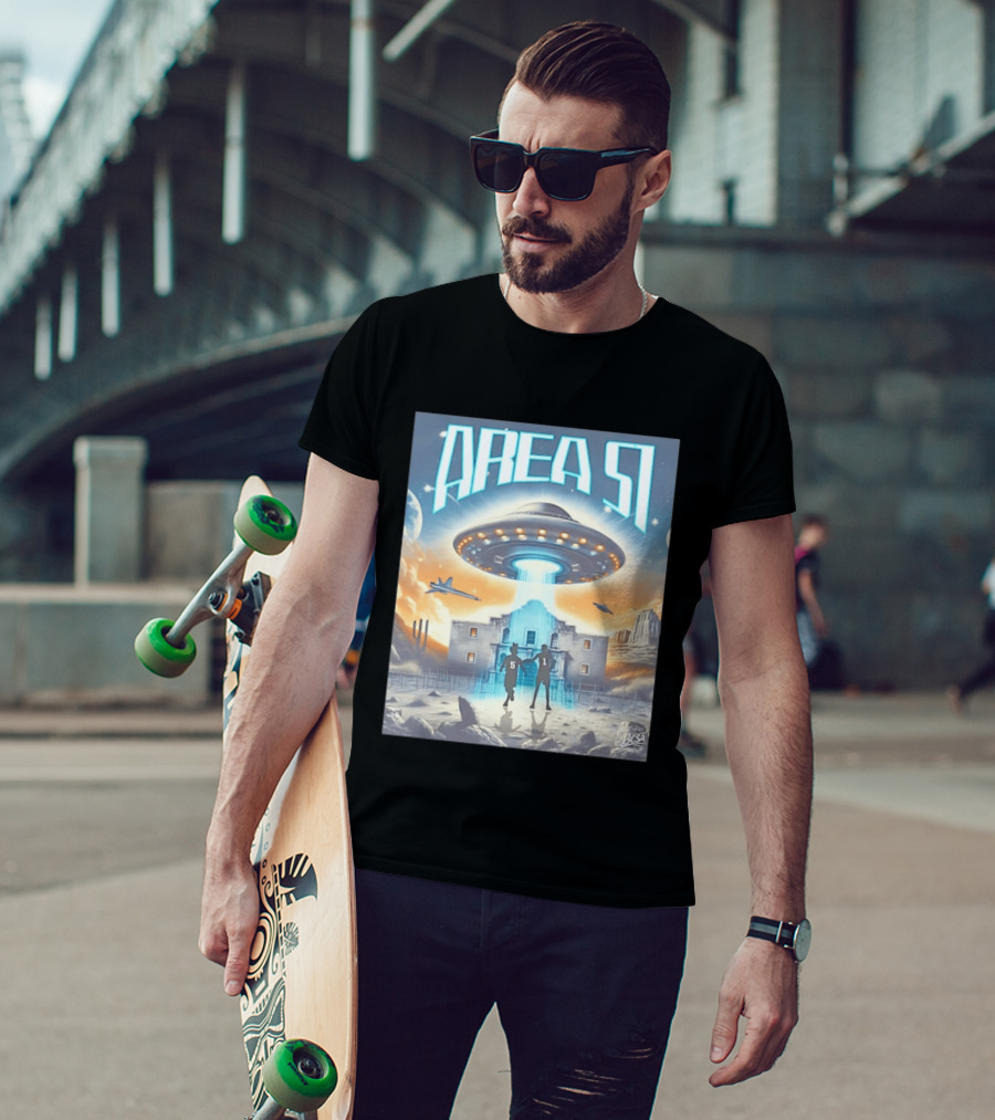Area 51 UFO Abduction Scene With BCSA Aliens T-Shirt
