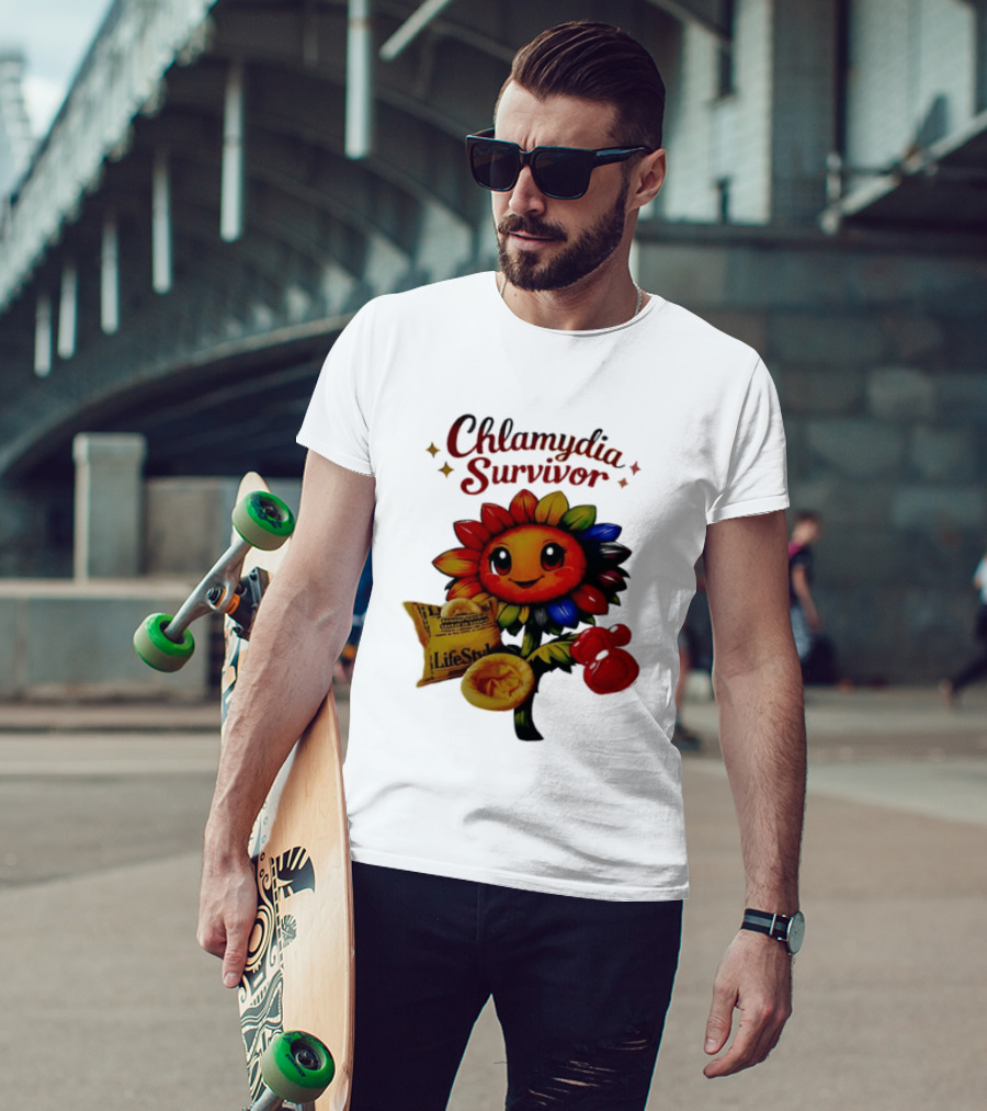 Chlamydia Survivor Rainbow Sunflower LifeStyles Condom Sexual Health Awareness STI STD T-Shirt