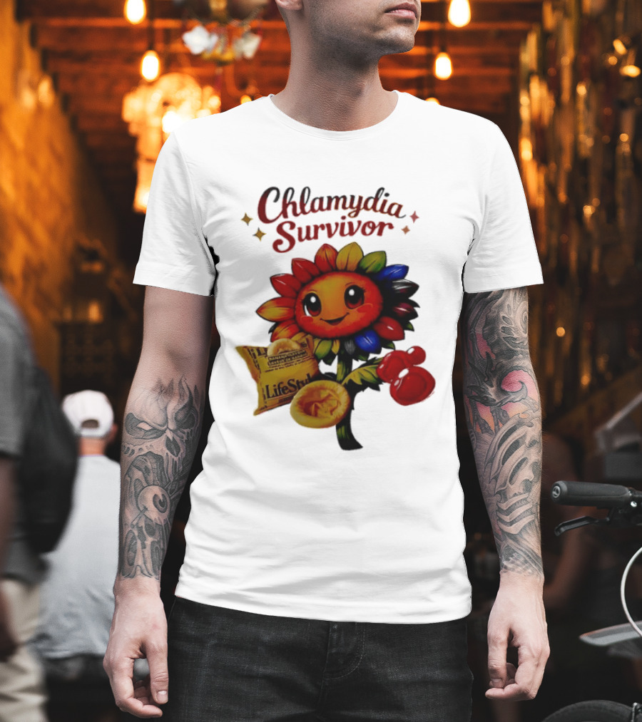 Chlamydia Survivor Rainbow Sunflower LifeStyles Condom Sexual Health Awareness STI STD T-Shirt