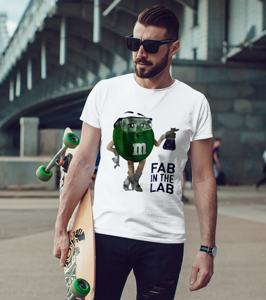 Green M&M Fab In The Lab Safety Goggles Flask T-Shirt