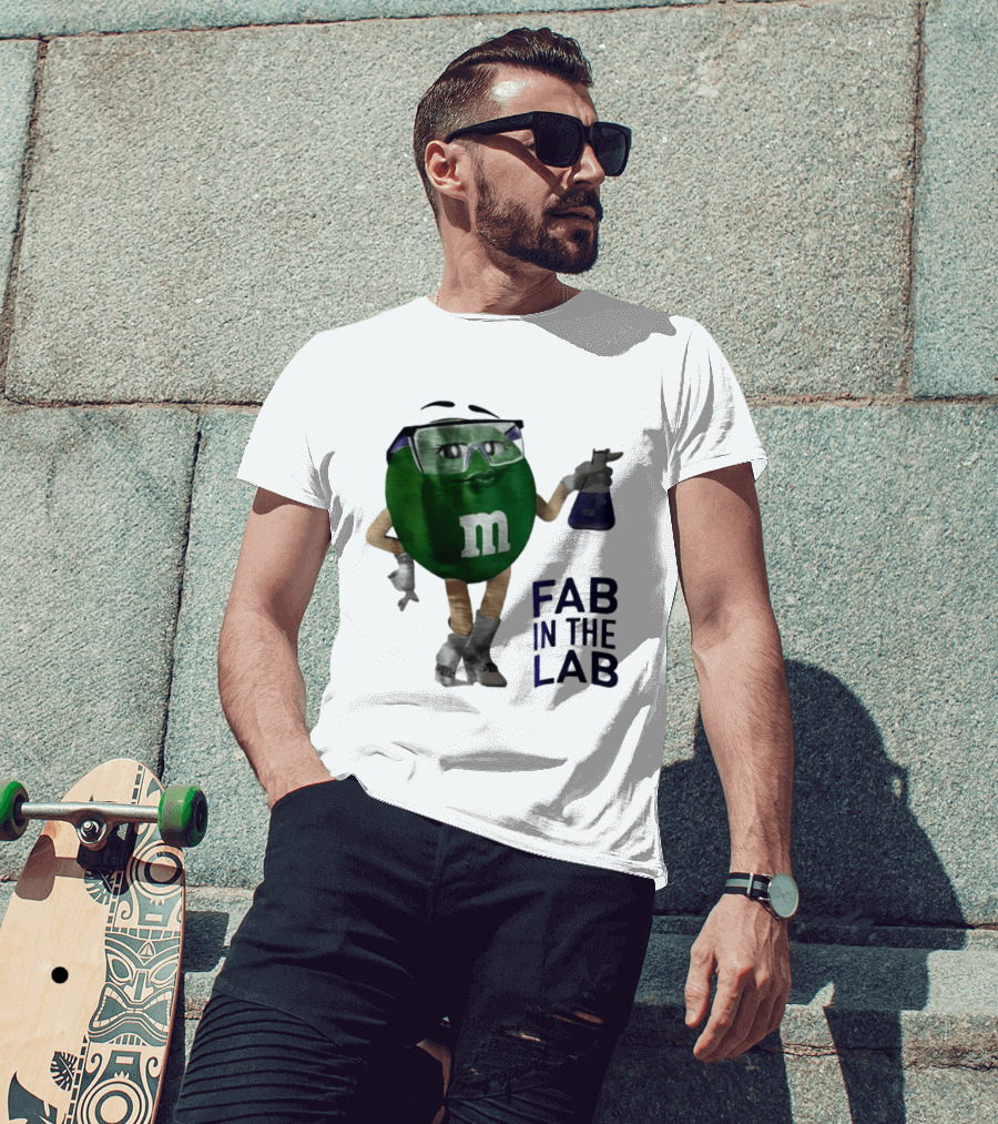 Green M&M Fab In The Lab Safety Goggles Flask T-Shirt