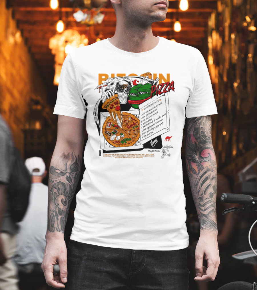 Kermit The Frog Pepe Pizza Ingredients Bitcoin Meme T-Shirt