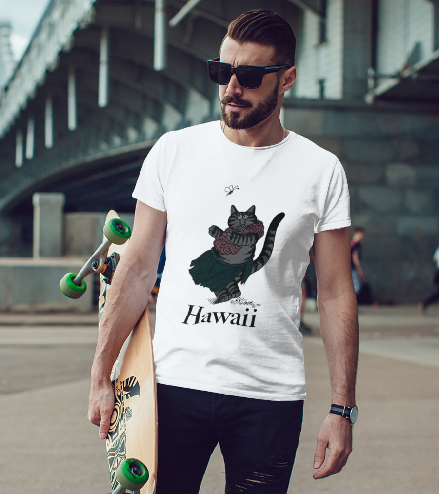 B Kliban Cat In Hula Skirt Hawaii T-Shirt