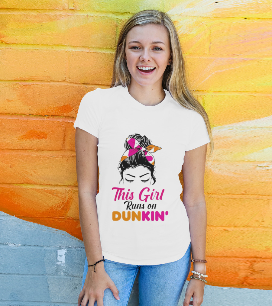 This Girl Runs On Dunkin' Coffee Headband T-Shirt