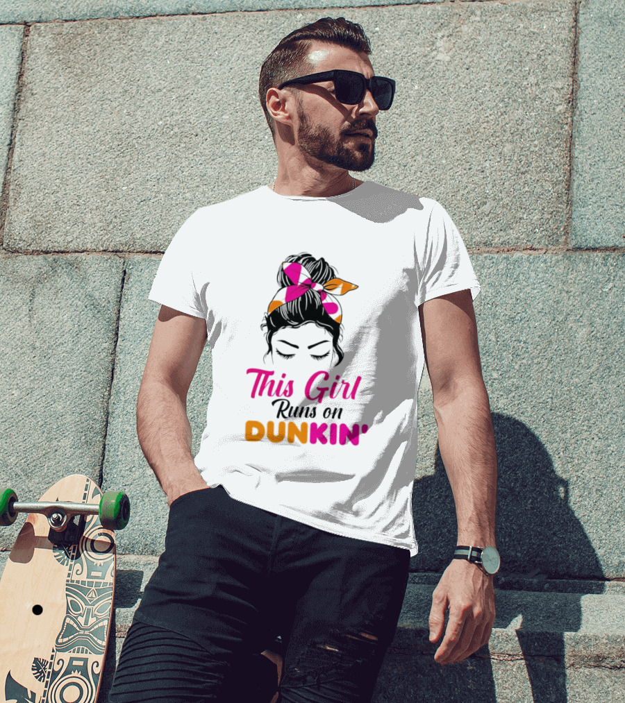 This Girl Runs On Dunkin' Coffee Headband T-Shirt