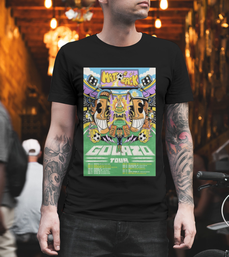 Matt And Zack Golazo Tour 26 June July Soccer Event Featuring Iconic World Cup Trophy And Speaker T-Shirt