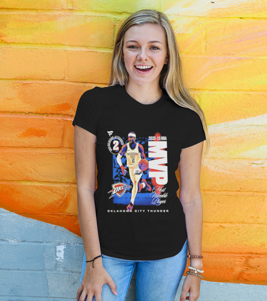 Oklahoma City Thunder Shai Gilgeous Alexander 2025 26 NBA MVP 2 Basketball Legend T-Shirt