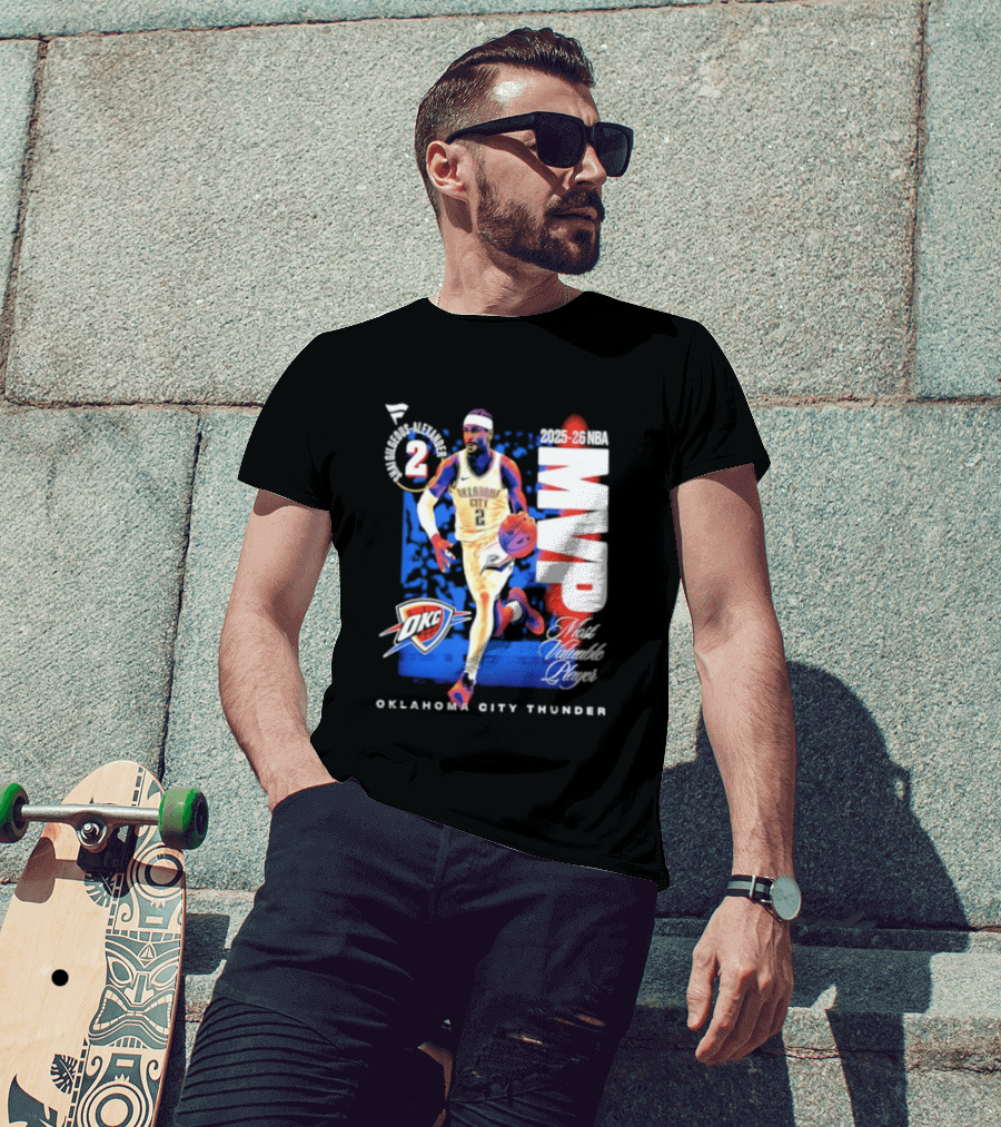 Oklahoma City Thunder Shai Gilgeous Alexander 2025 26 NBA MVP 2 Basketball Legend T-Shirt