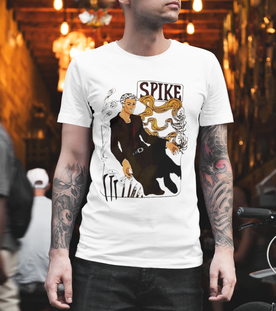 Spike Buffy The Vampire Slayer Illustrated Design With Abstract Vines And Accents T-Shirt