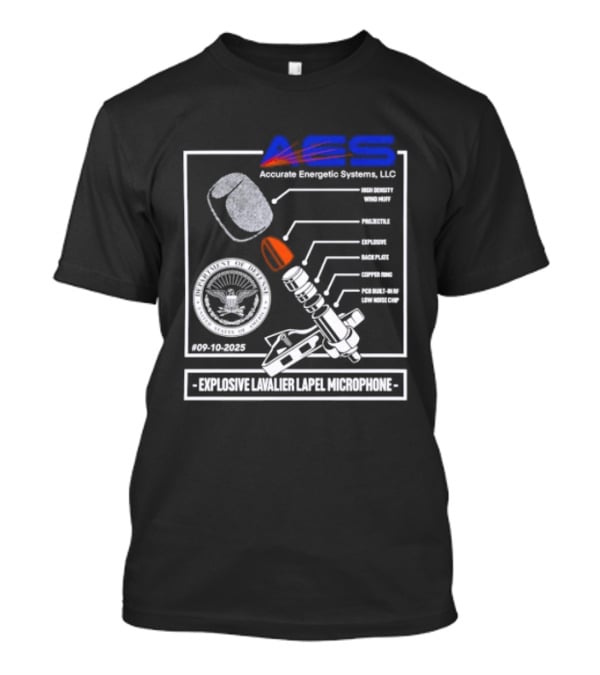 AEC Accurate Energetic Systems LLC Explosive Lavalier Lapel Microphone Components Technical Diagram T-Shirt