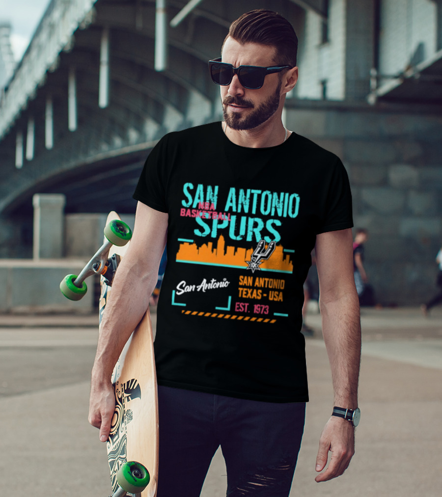 San Antonio Spurs NBA Basketball Skyline 1973 Est. Team Essentials T-Shirt