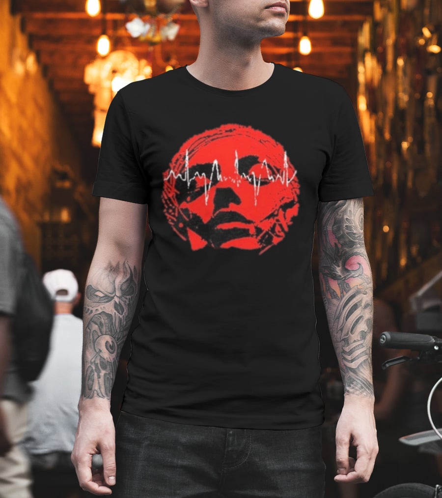 Converge Hum Of Hurt Red Face With White Waveform Lines T-Shirt