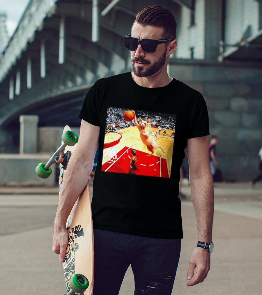 Sphynx Cat Slam Dunk Basketball Scene With Crowd T-Shirt