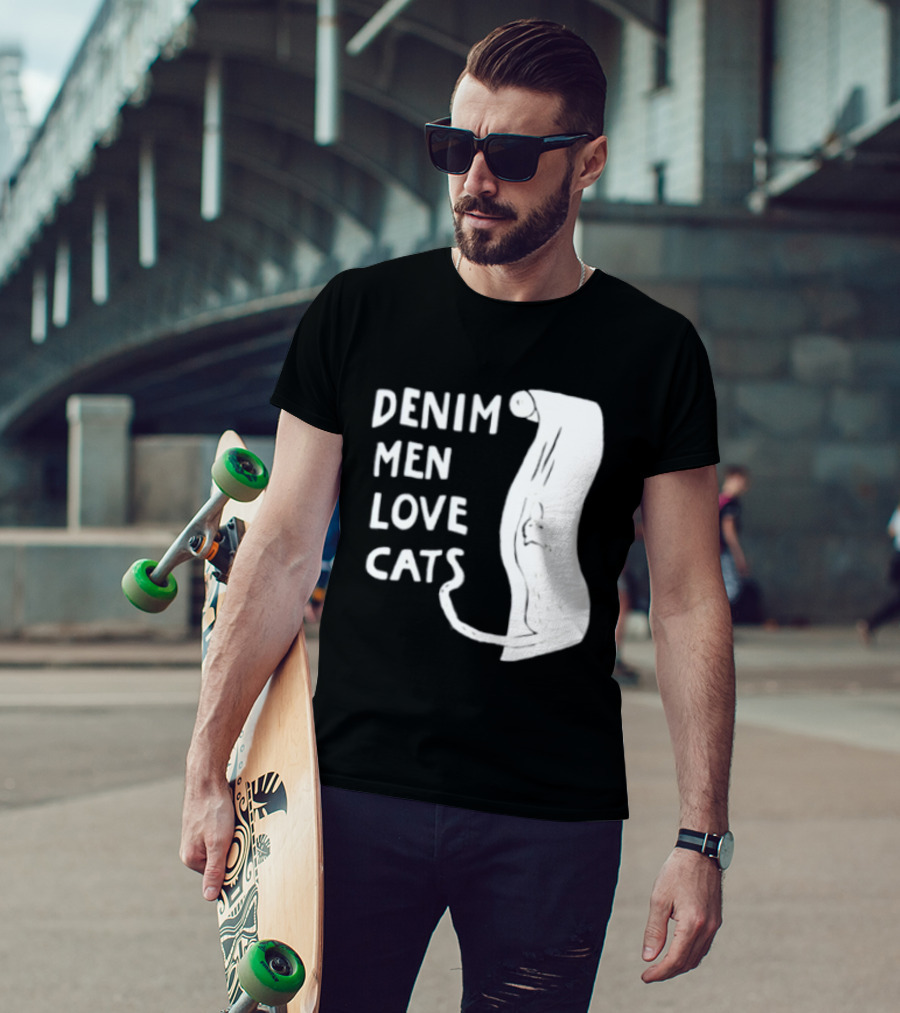 Denim Men Love Cats Fashion T-Shirt