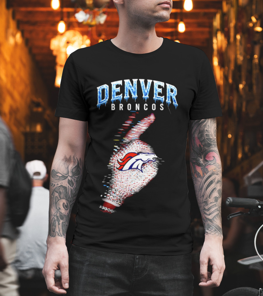 Denver Broncos Iceman 2026 Logo Glitched Hand Signal T-Shirt