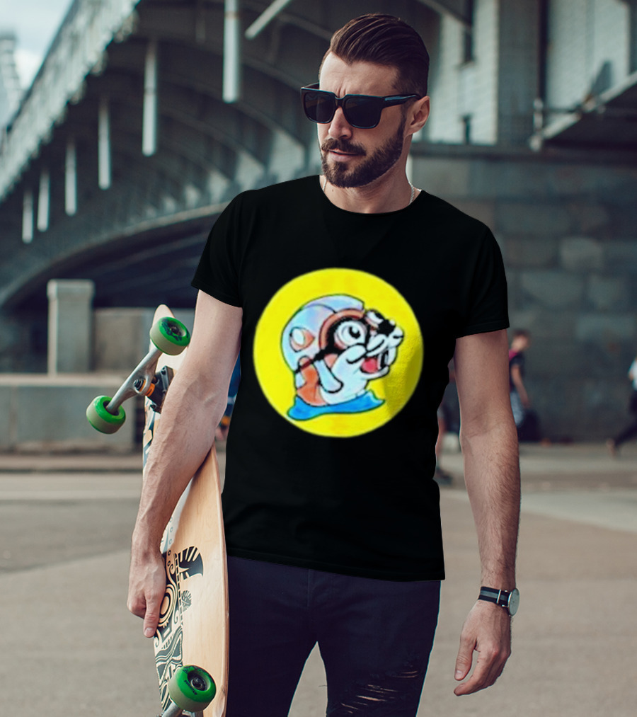 Gloopy Industries The Aquabeaver Cartoon Style Helmet And Water Circle T-Shirt