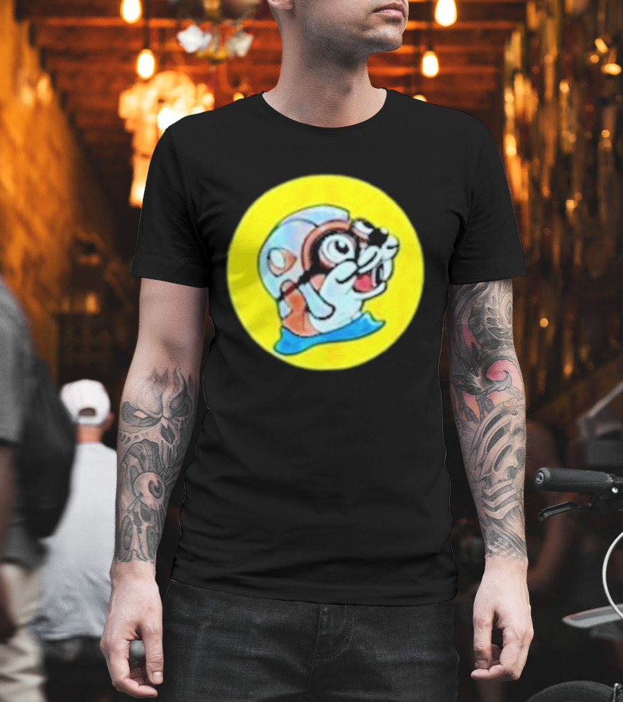 Gloopy Industries The Aquabeaver Cartoon Style Helmet And Water Circle T-Shirt