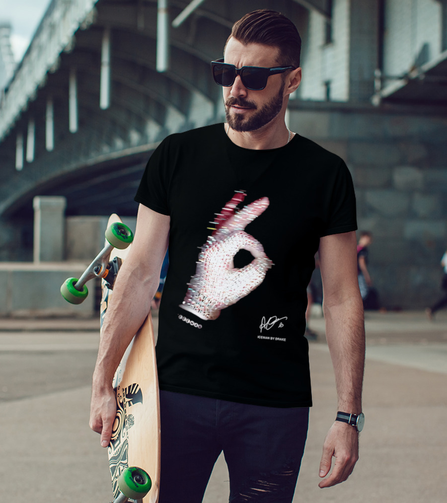 Iceman Hand Gesture By Drake Sign With Rhinestones T-Shirt